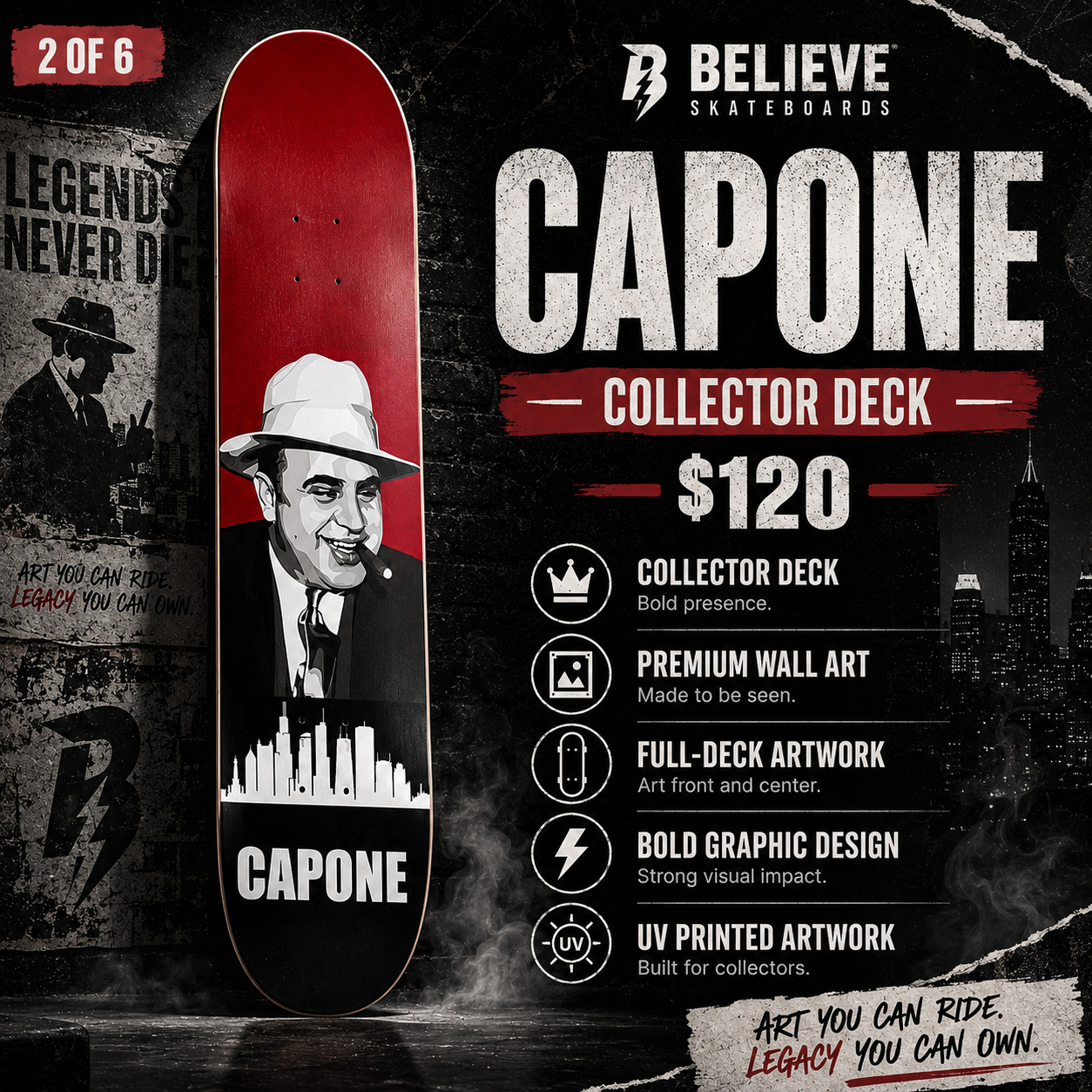 Chicago Gangster - Customized Skateboard