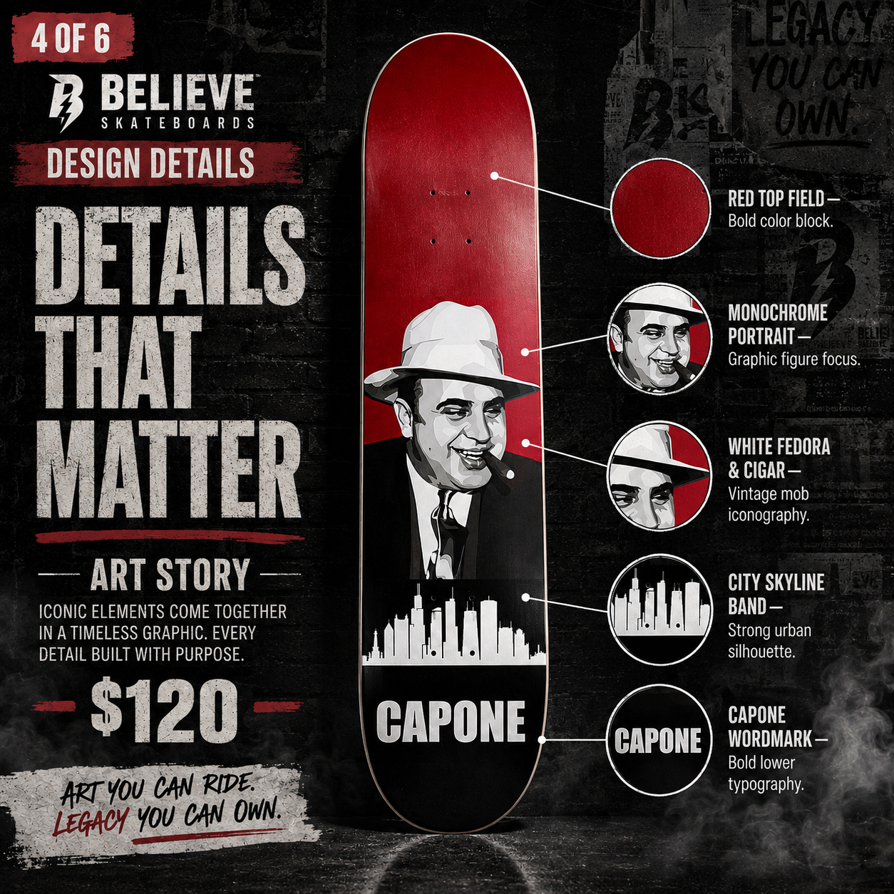 Chicago Gangster - Customized Skateboard