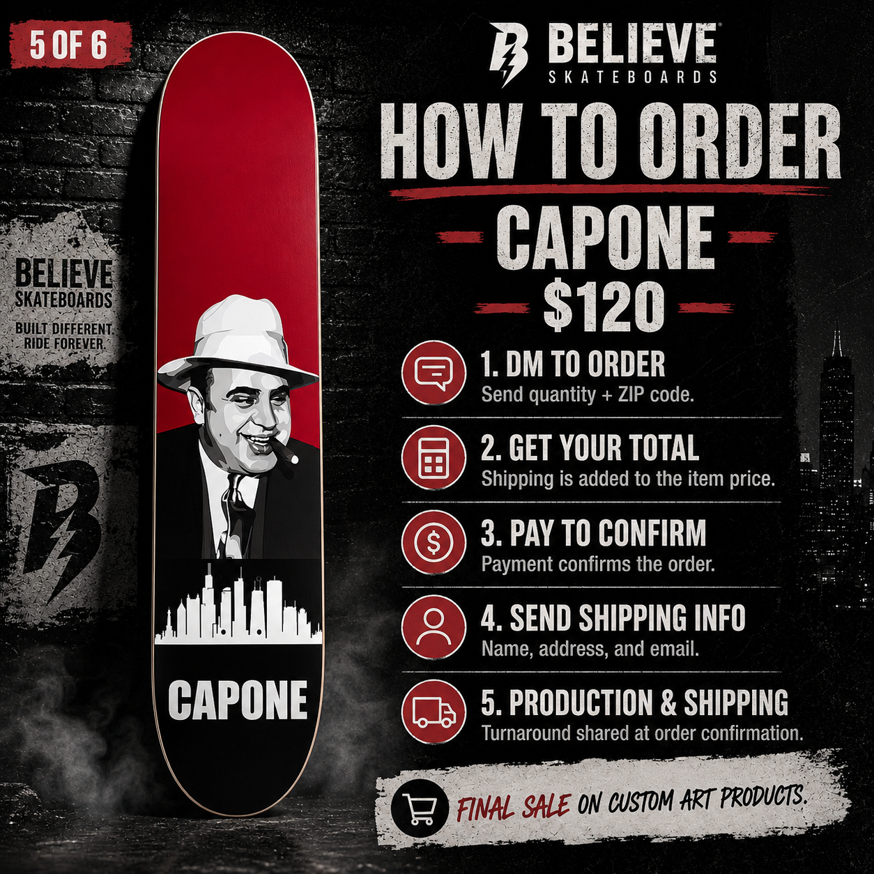 Chicago Gangster - Customized Skateboard