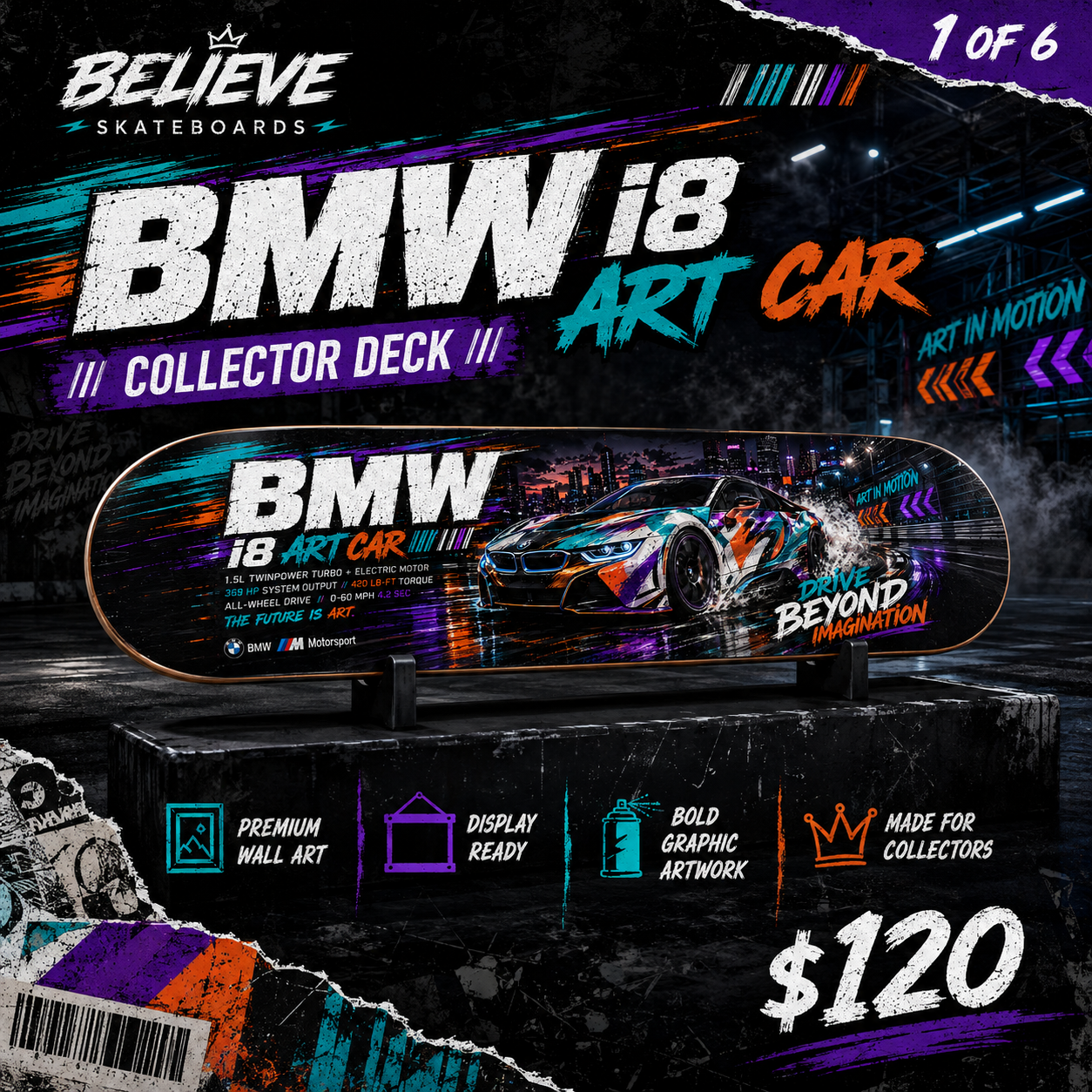 BMW I8 ART CAR - Custom Skateboard