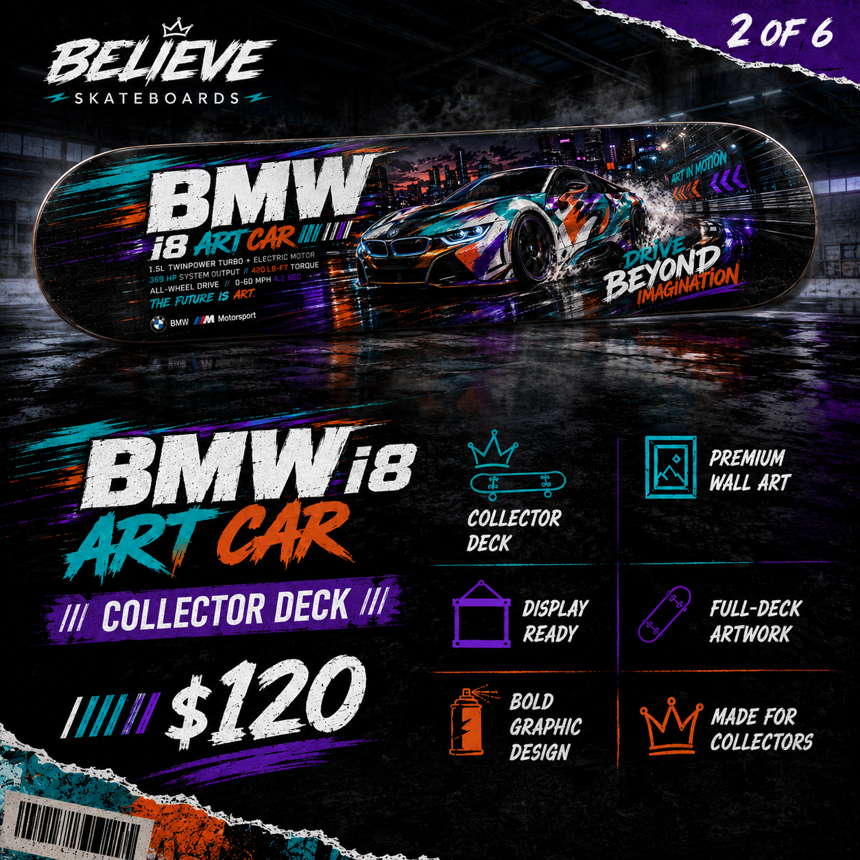 BMW I8 ART CAR - Custom Skateboard