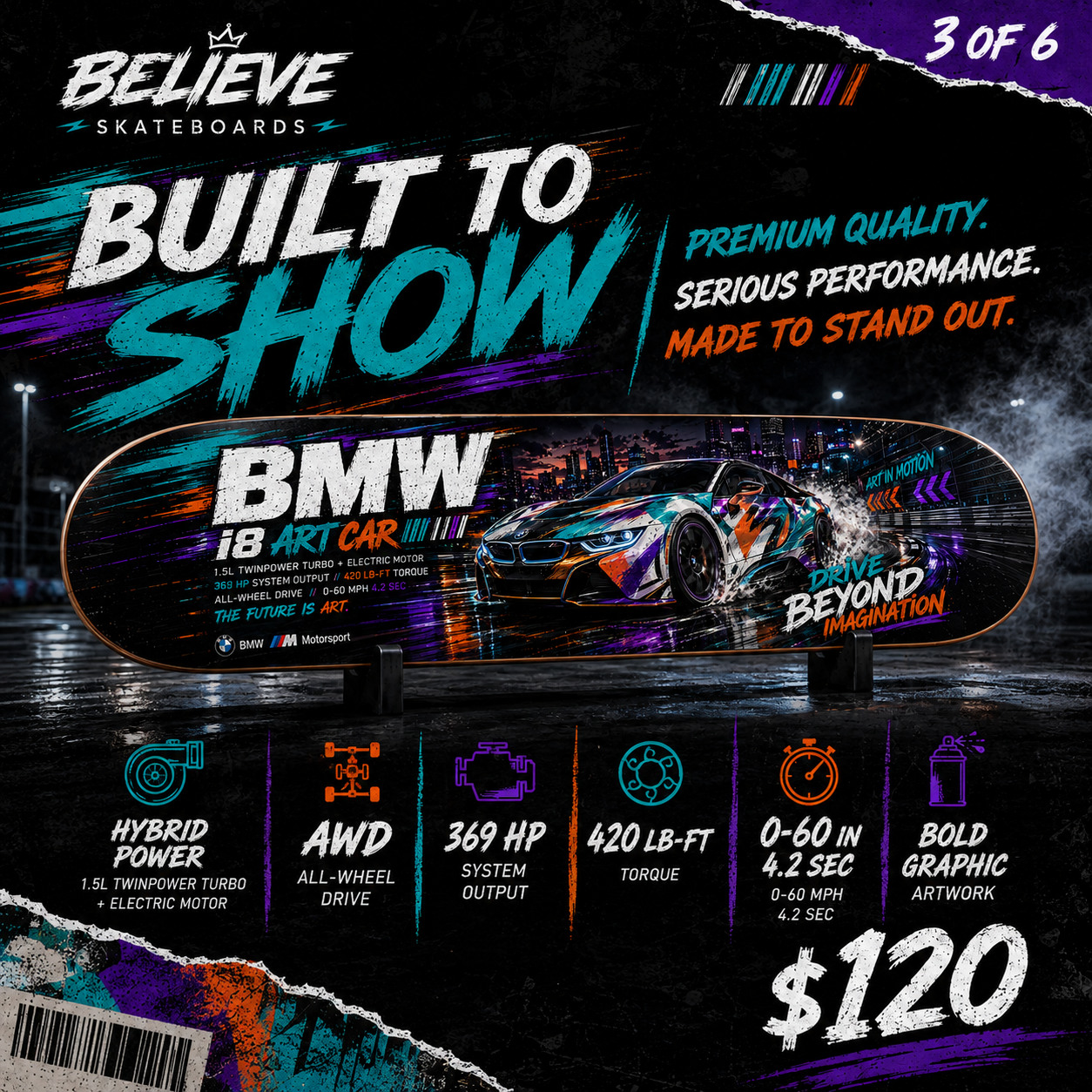 BMW I8 ART CAR - Custom Skateboard