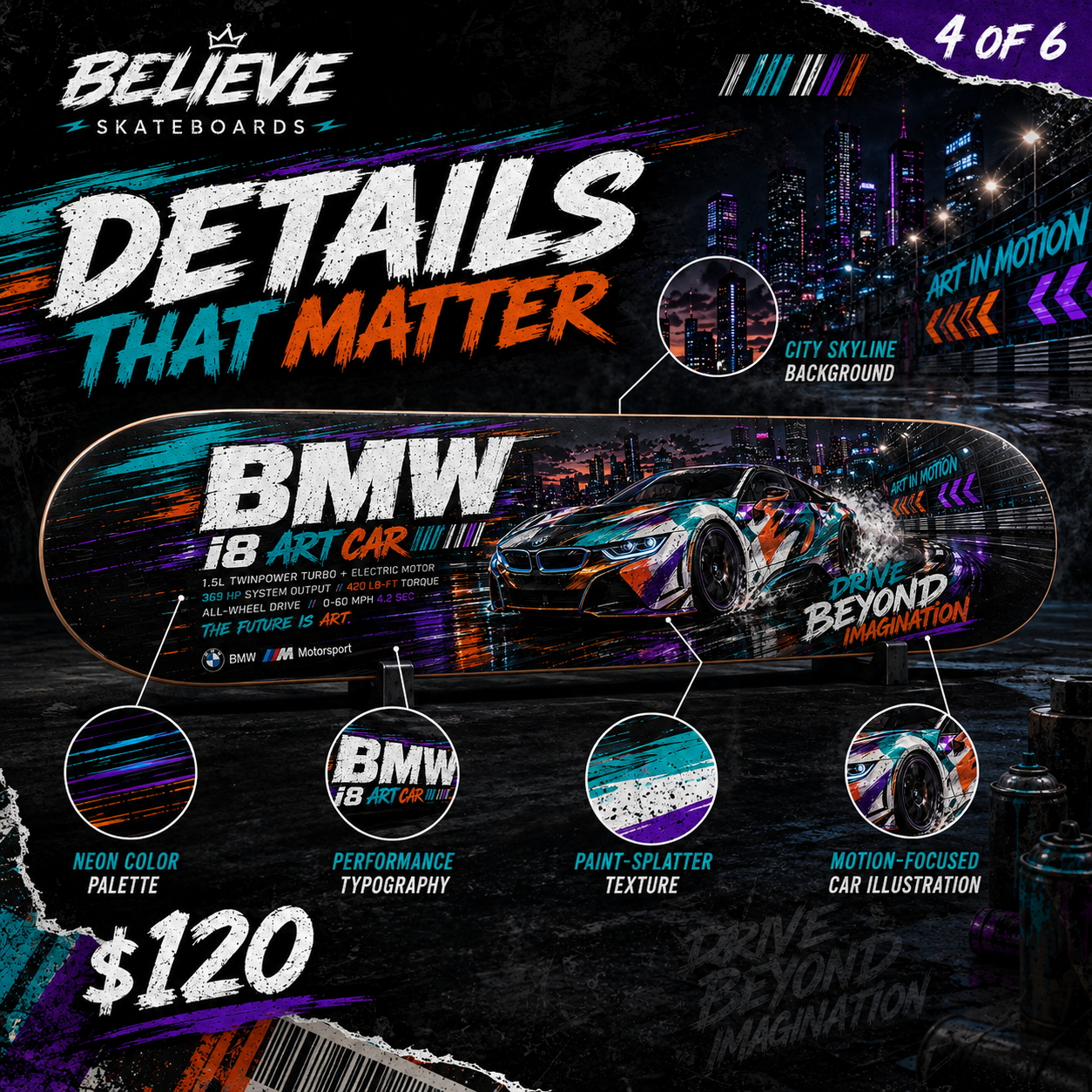 BMW I8 ART CAR - Custom Skateboard