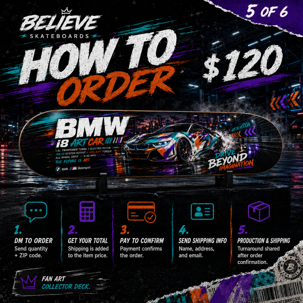 BMW I8 ART CAR - Custom Skateboard