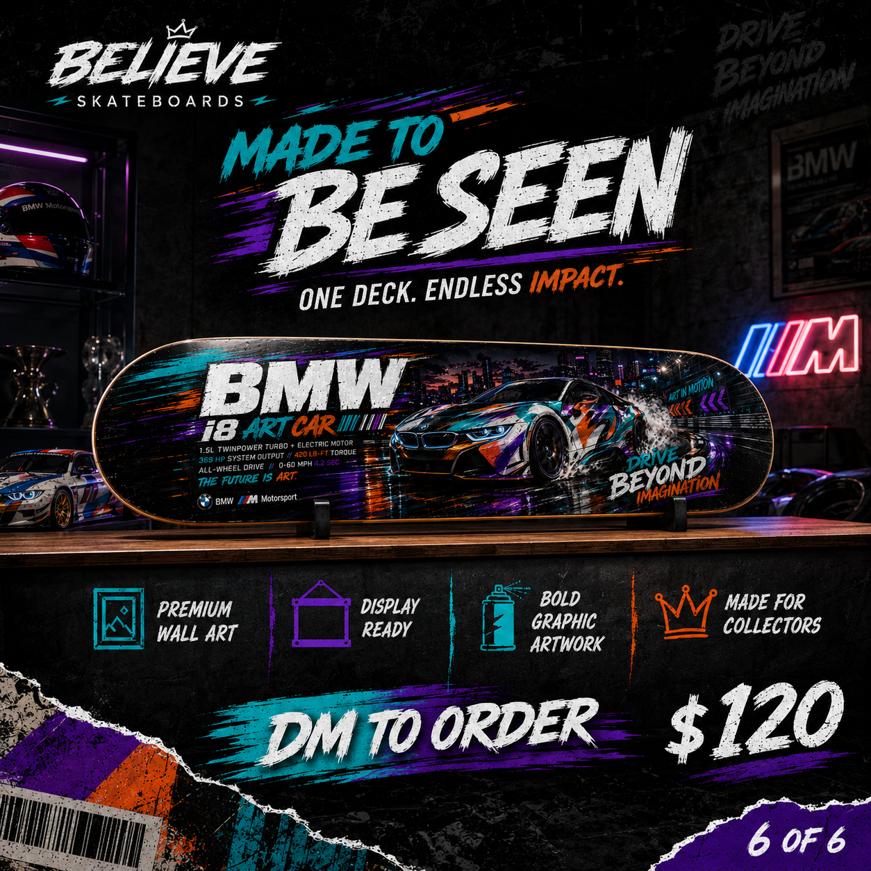 BMW I8 ART CAR - Custom Skateboard