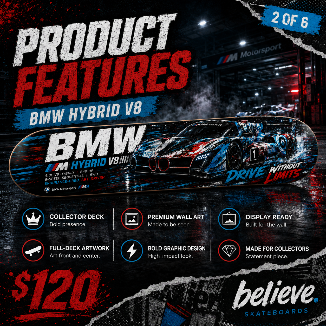BMW HYBRID V8 - Custom Skateboard