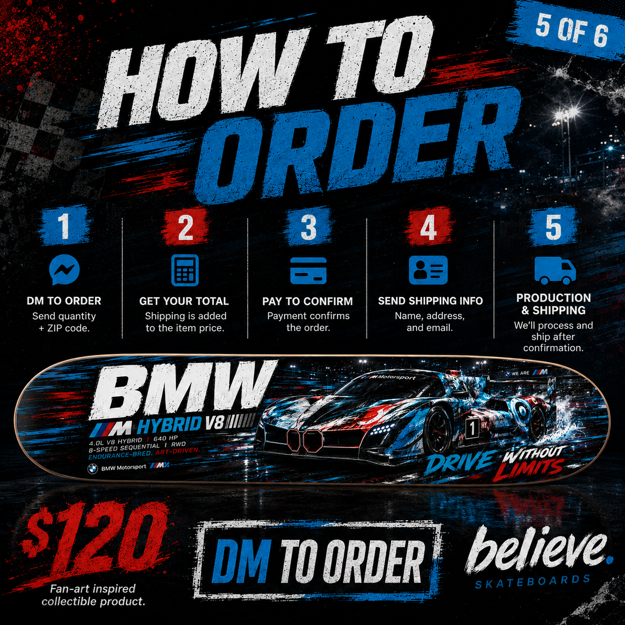 BMW HYBRID V8 - Custom Skateboard