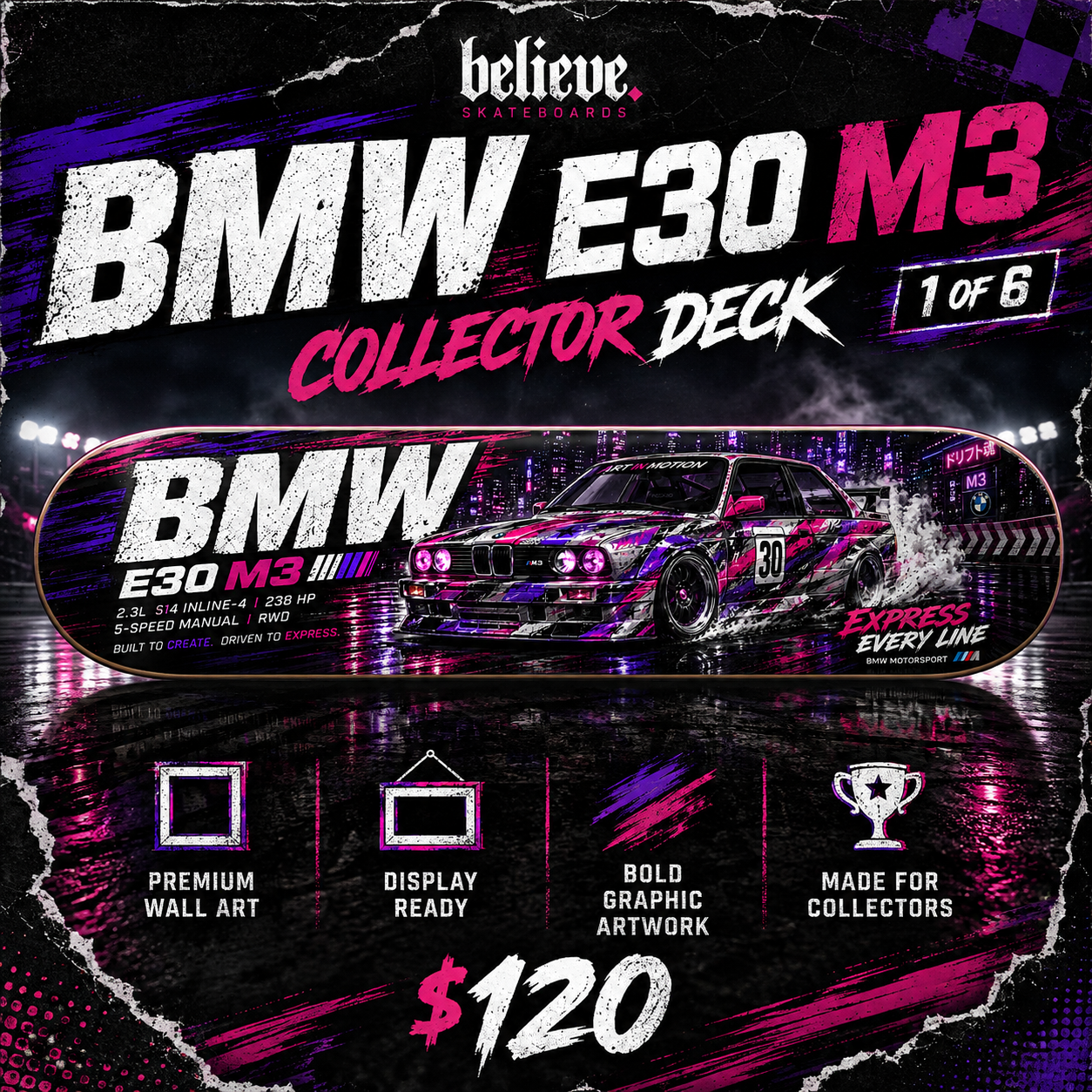 BMW E30 M3 - Custom Skateboard