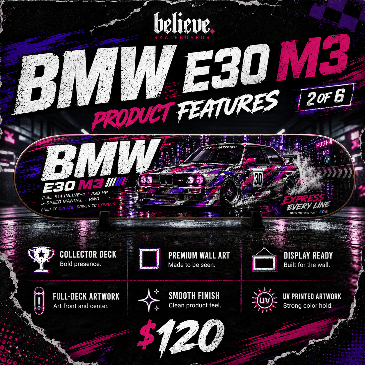BMW E30 M3 - Custom Skateboard