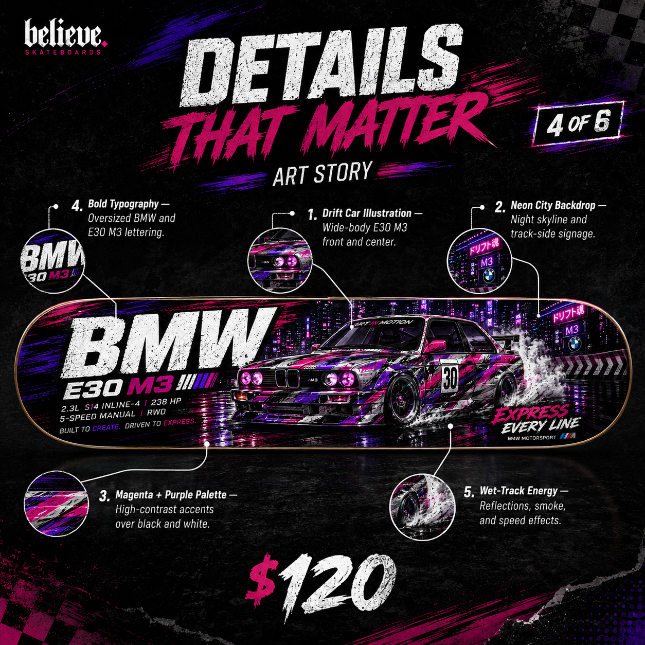 BMW E30 M3 - Custom Skateboard