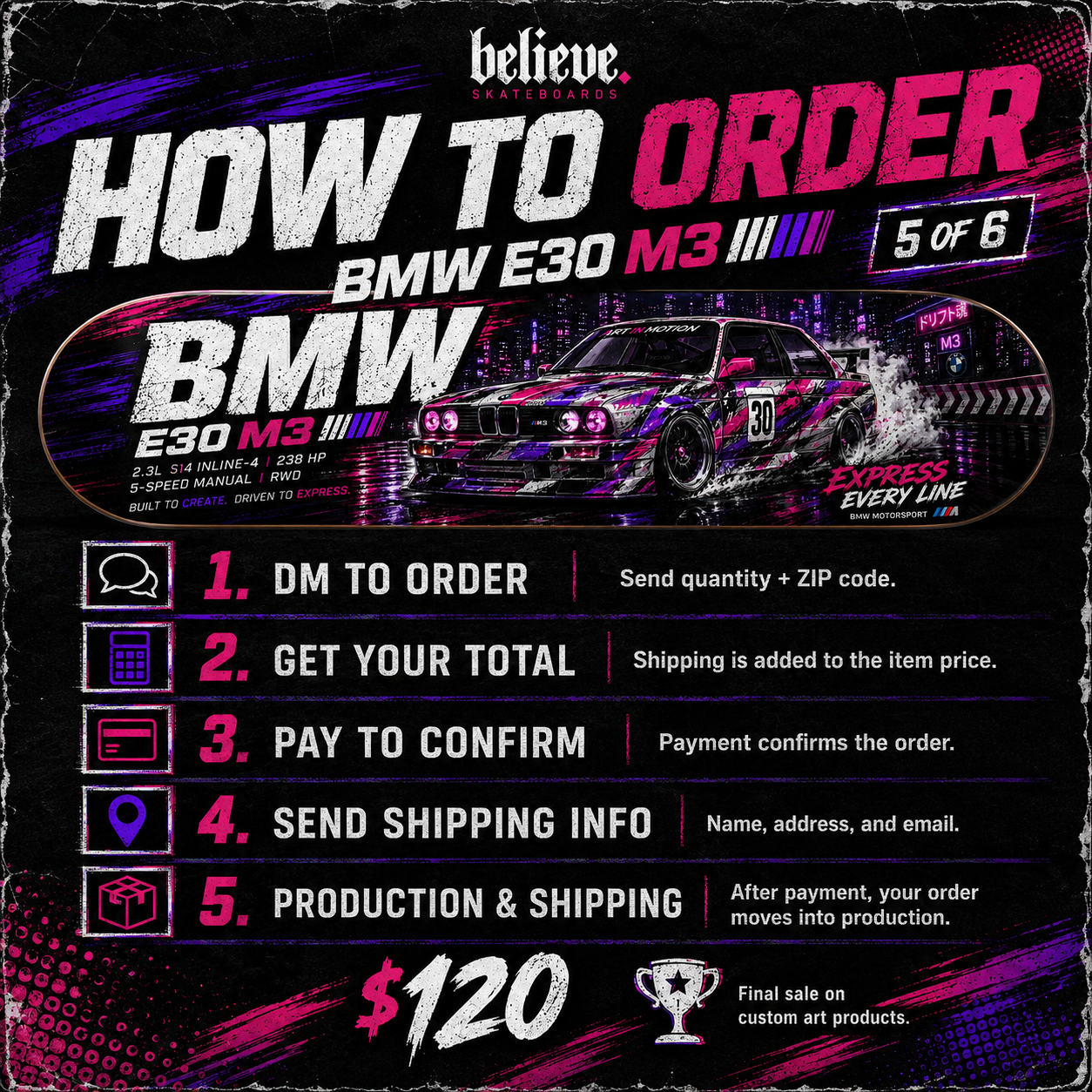 BMW E30 M3 - Custom Skateboard