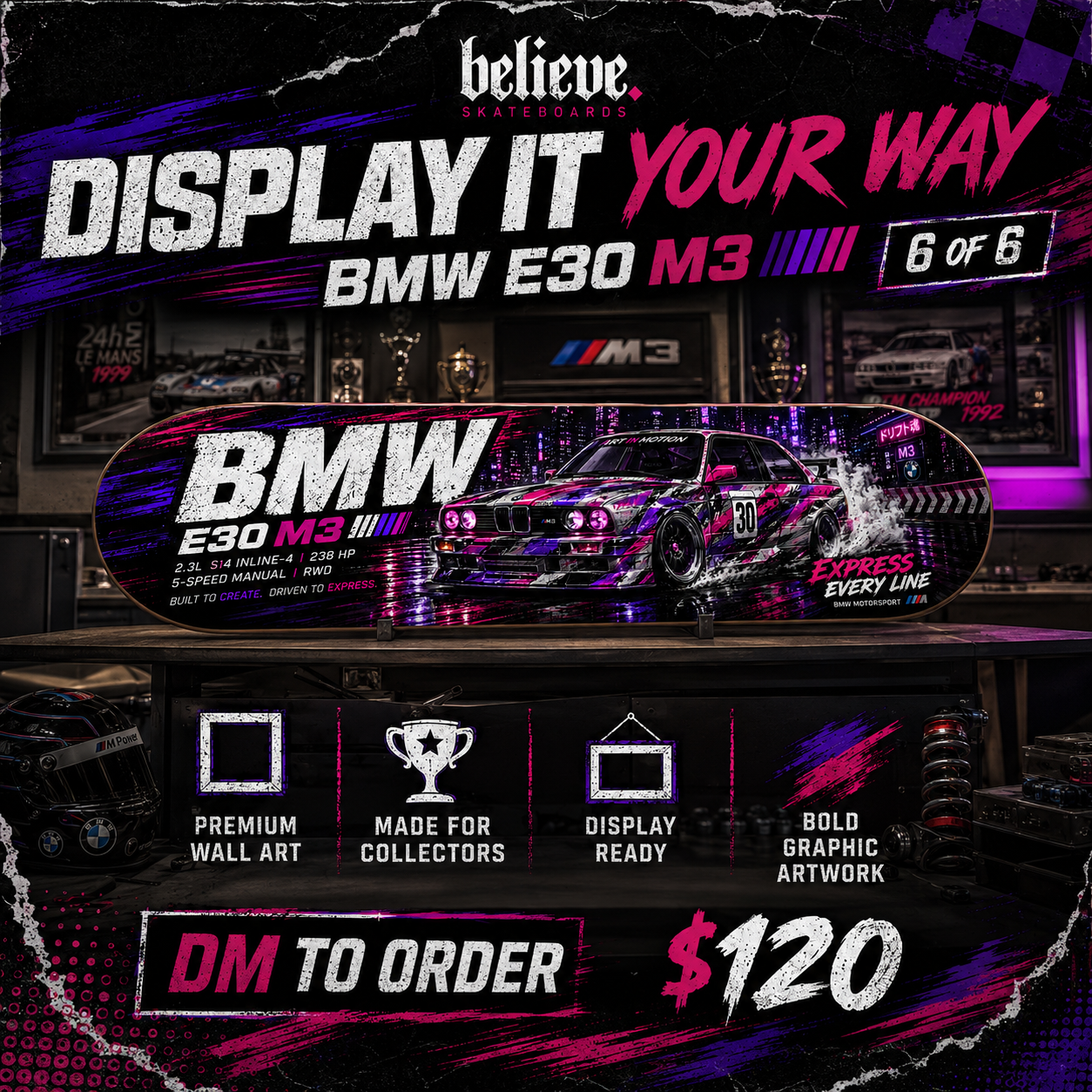 BMW E30 M3 - Custom Skateboard