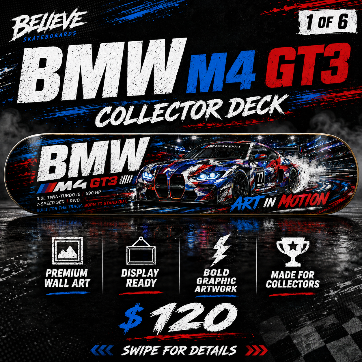 BMW M4 GT3 - Custom Skateboard