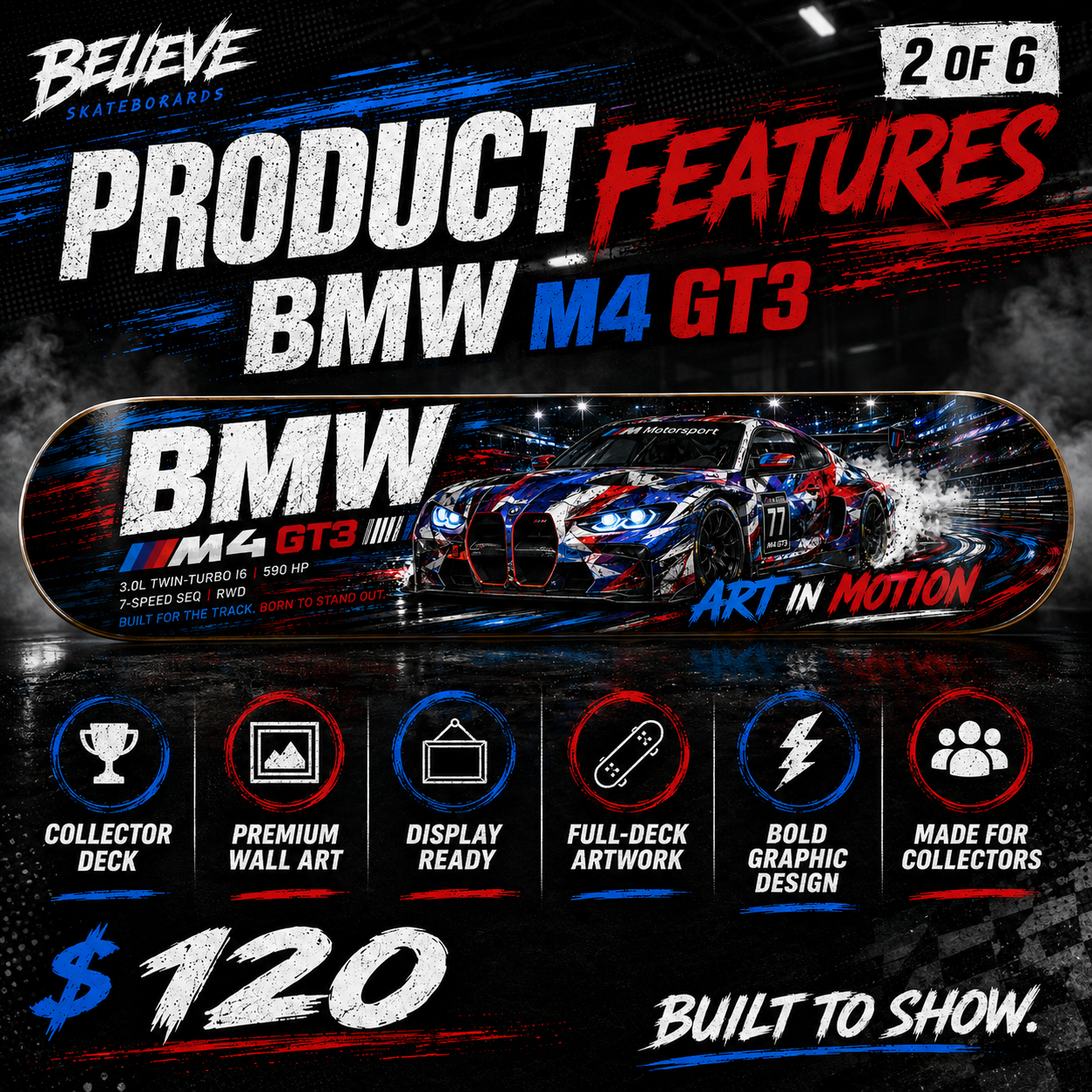 BMW M4 GT3 - Custom Skateboard