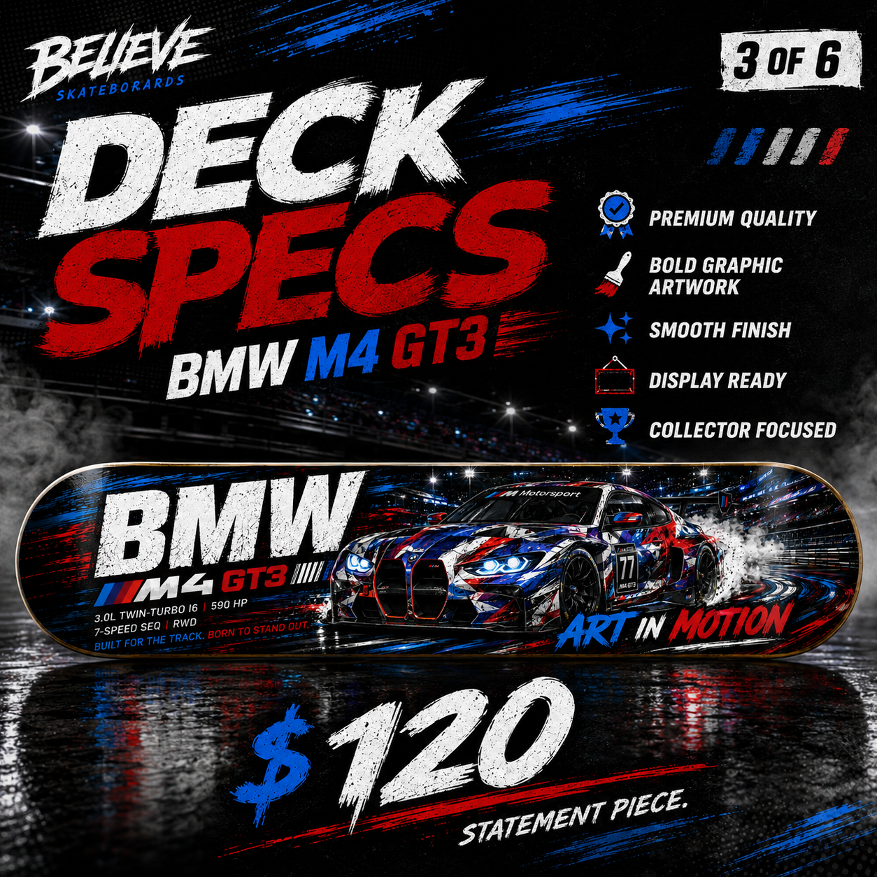BMW M4 GT3 - Custom Skateboard