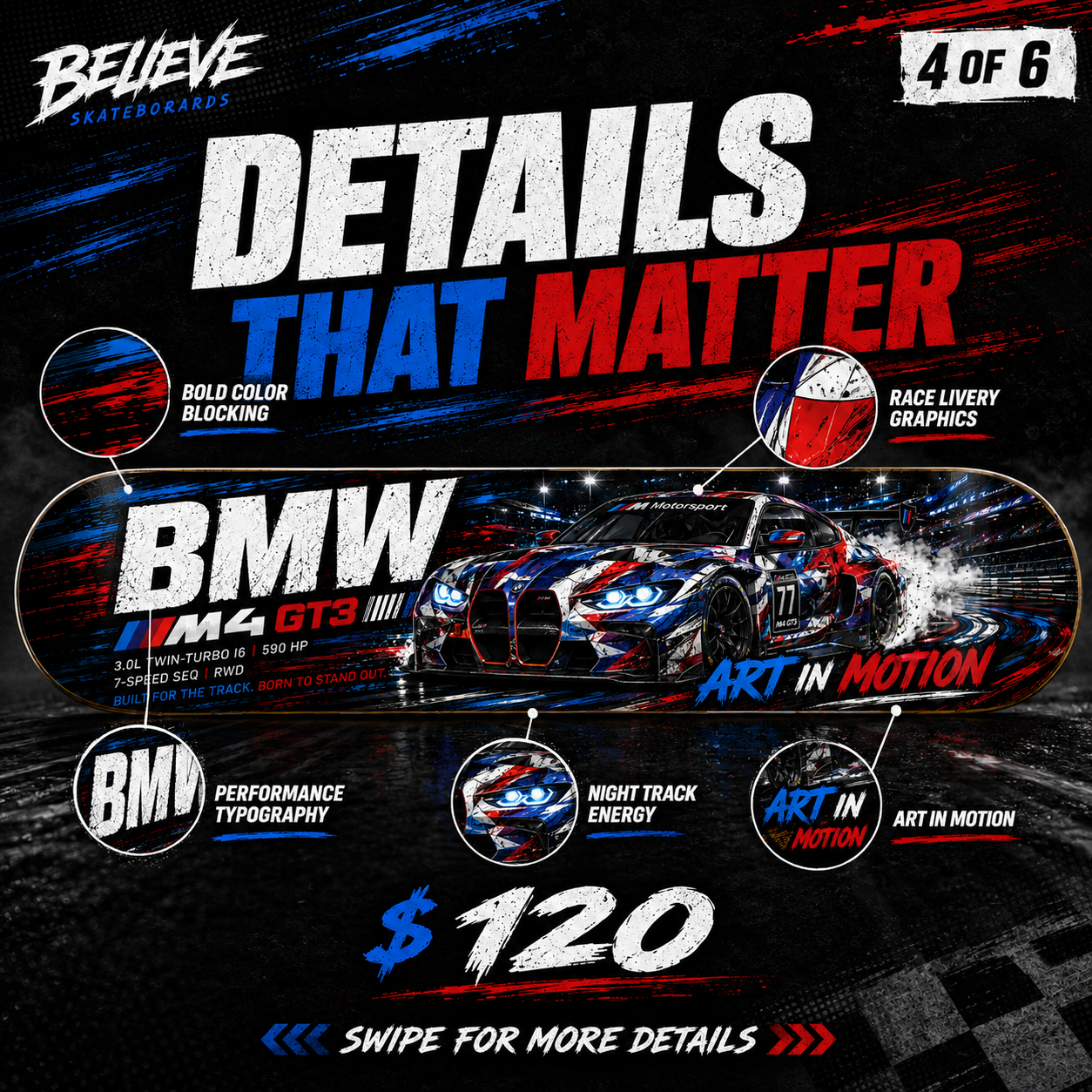 BMW M4 GT3 - Custom Skateboard
