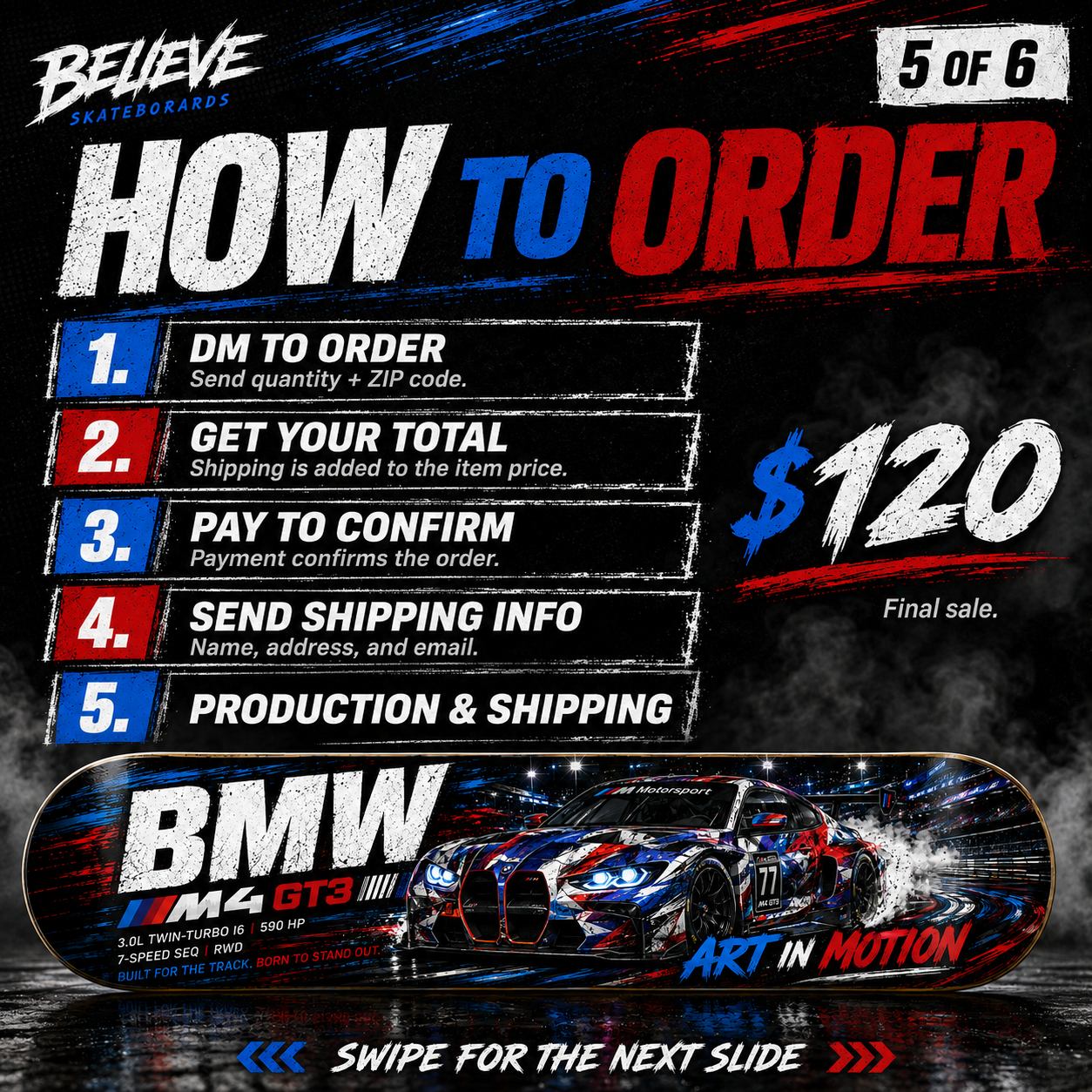 BMW M4 GT3 - Custom Skateboard