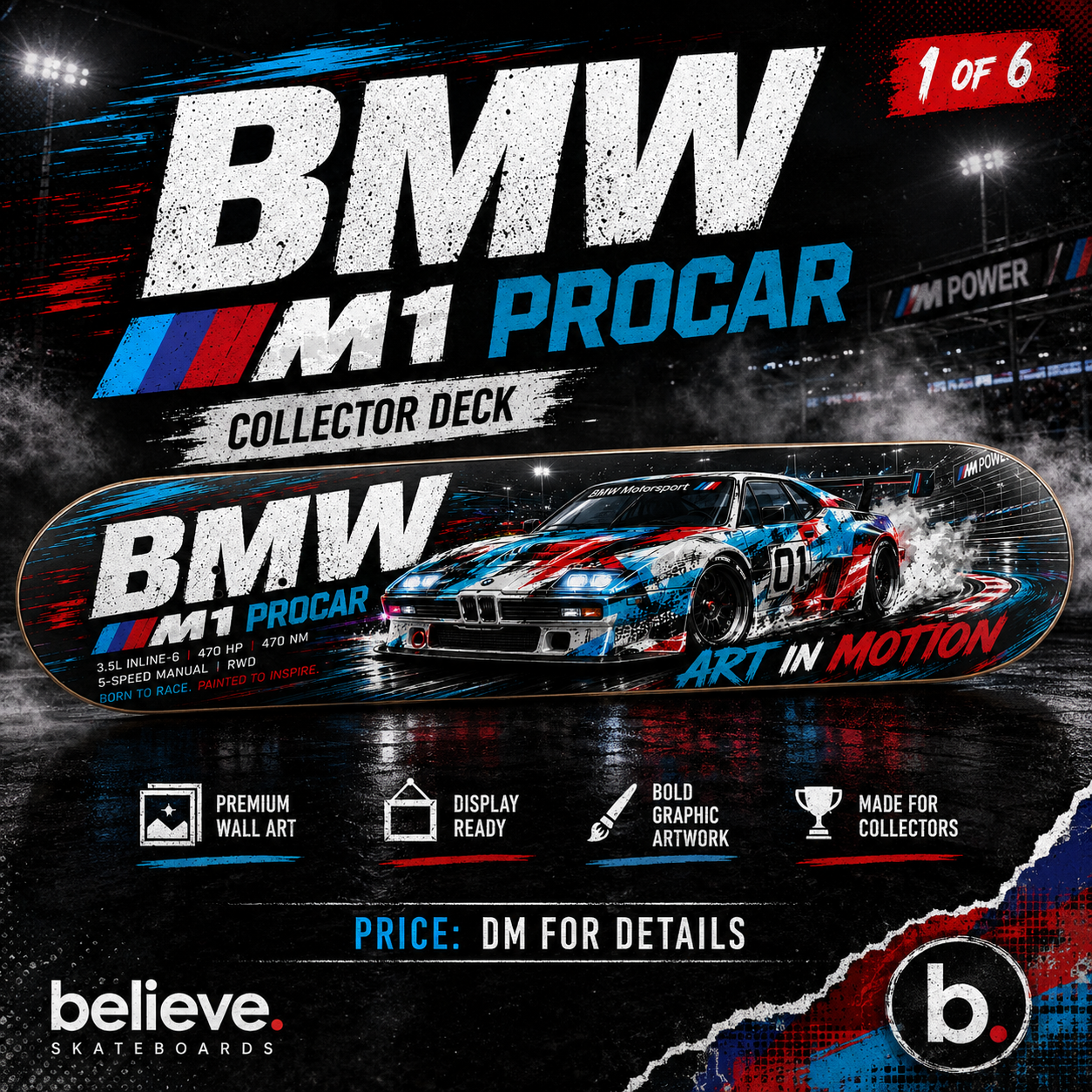 BMW M1 PROCAR - Custom Skateboard
