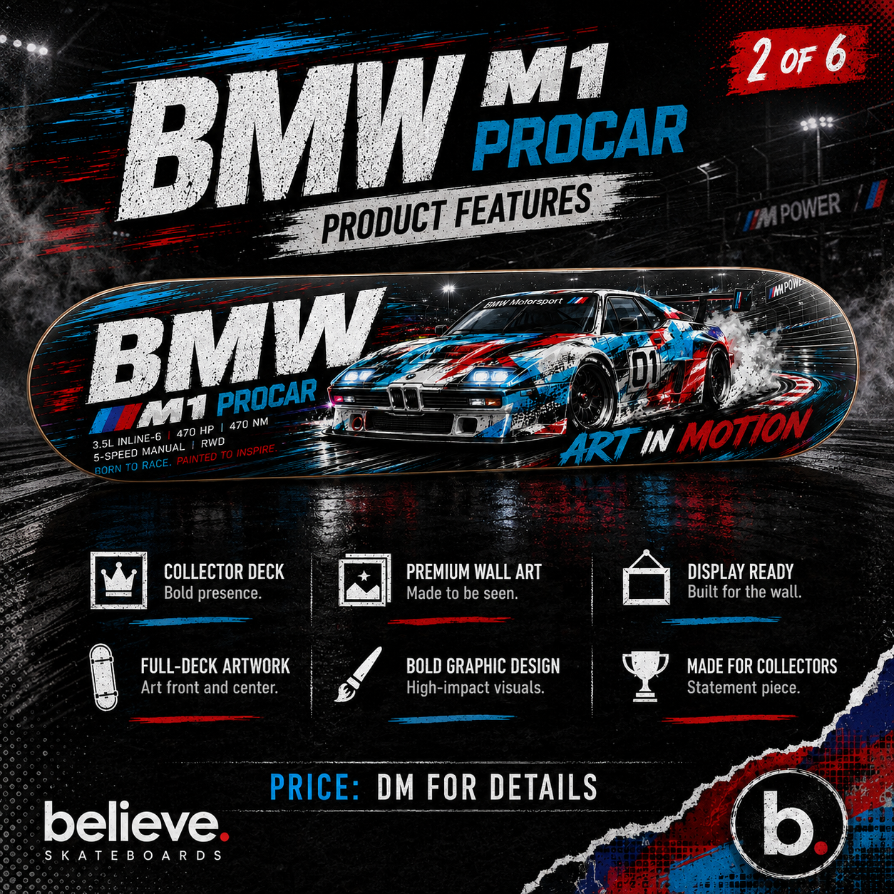 BMW M1 PROCAR - Custom Skateboard