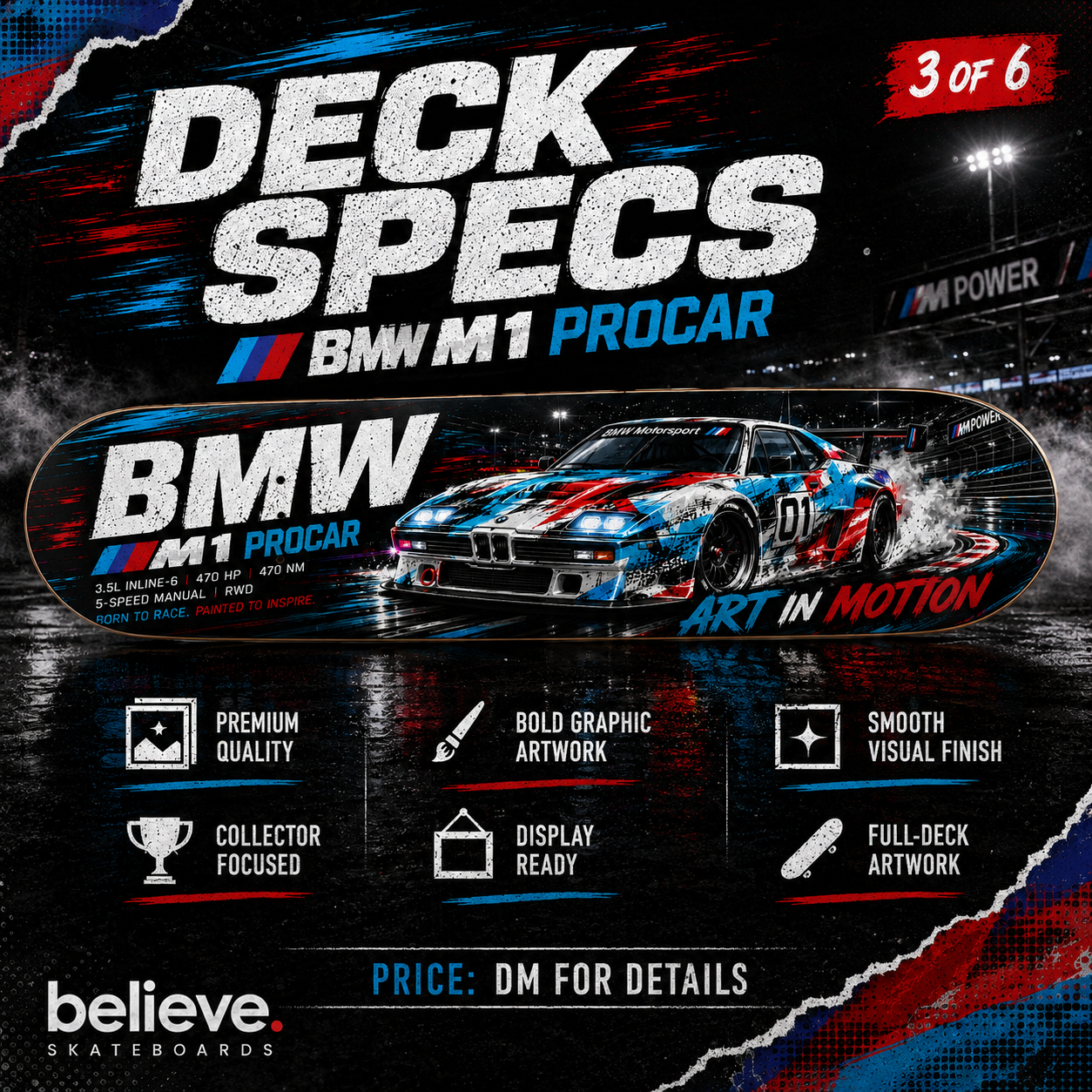 BMW M1 PROCAR - Custom Skateboard