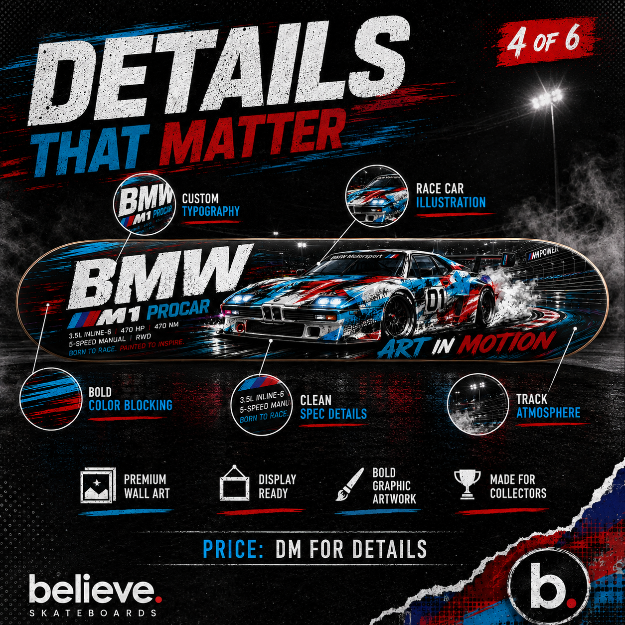 BMW M1 PROCAR - Custom Skateboard