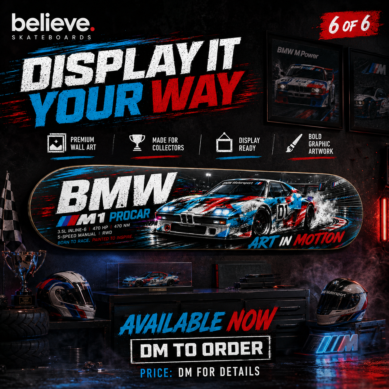 BMW M1 PROCAR - Custom Skateboard