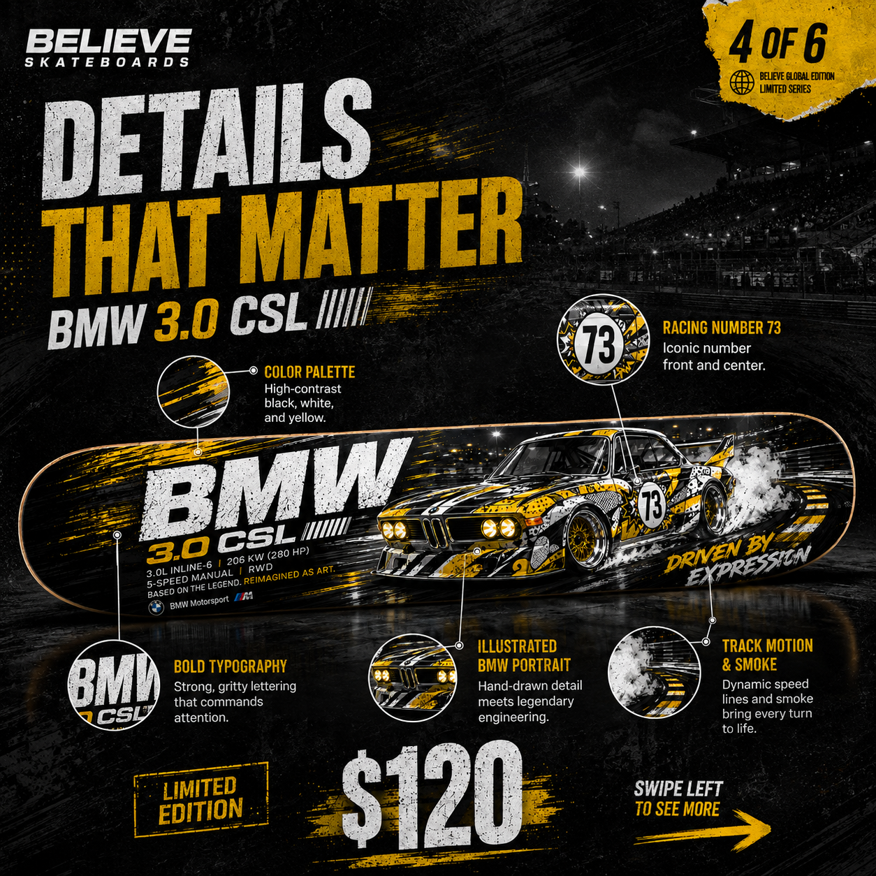 BMW 3.0 CSL - Custom Skateboard