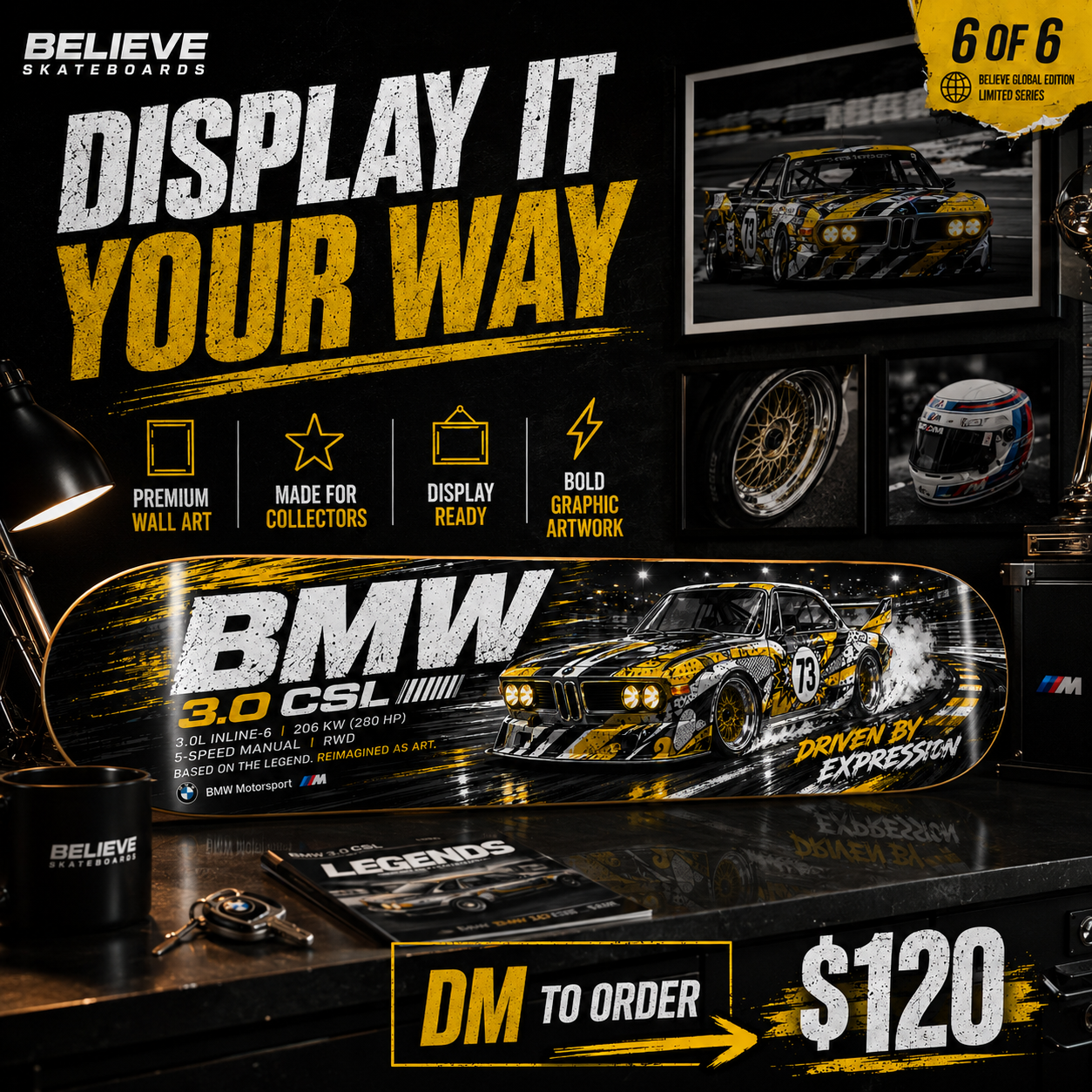 BMW 3.0 CSL - Custom Skateboard