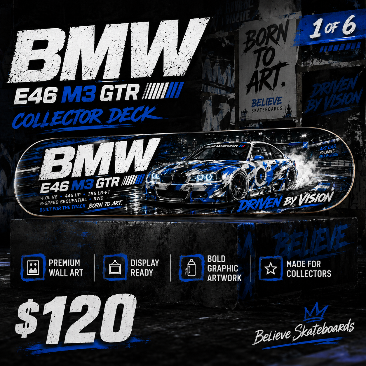 BMW E46 M3 GTR - Custom Skateboard