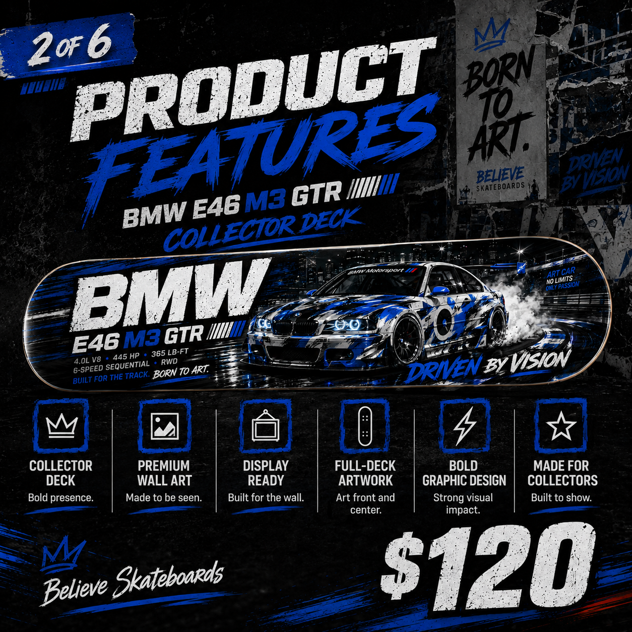 BMW E46 M3 GTR - Custom Skateboard