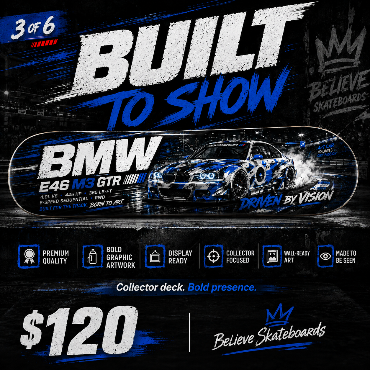 BMW E46 M3 GTR - Custom Skateboard