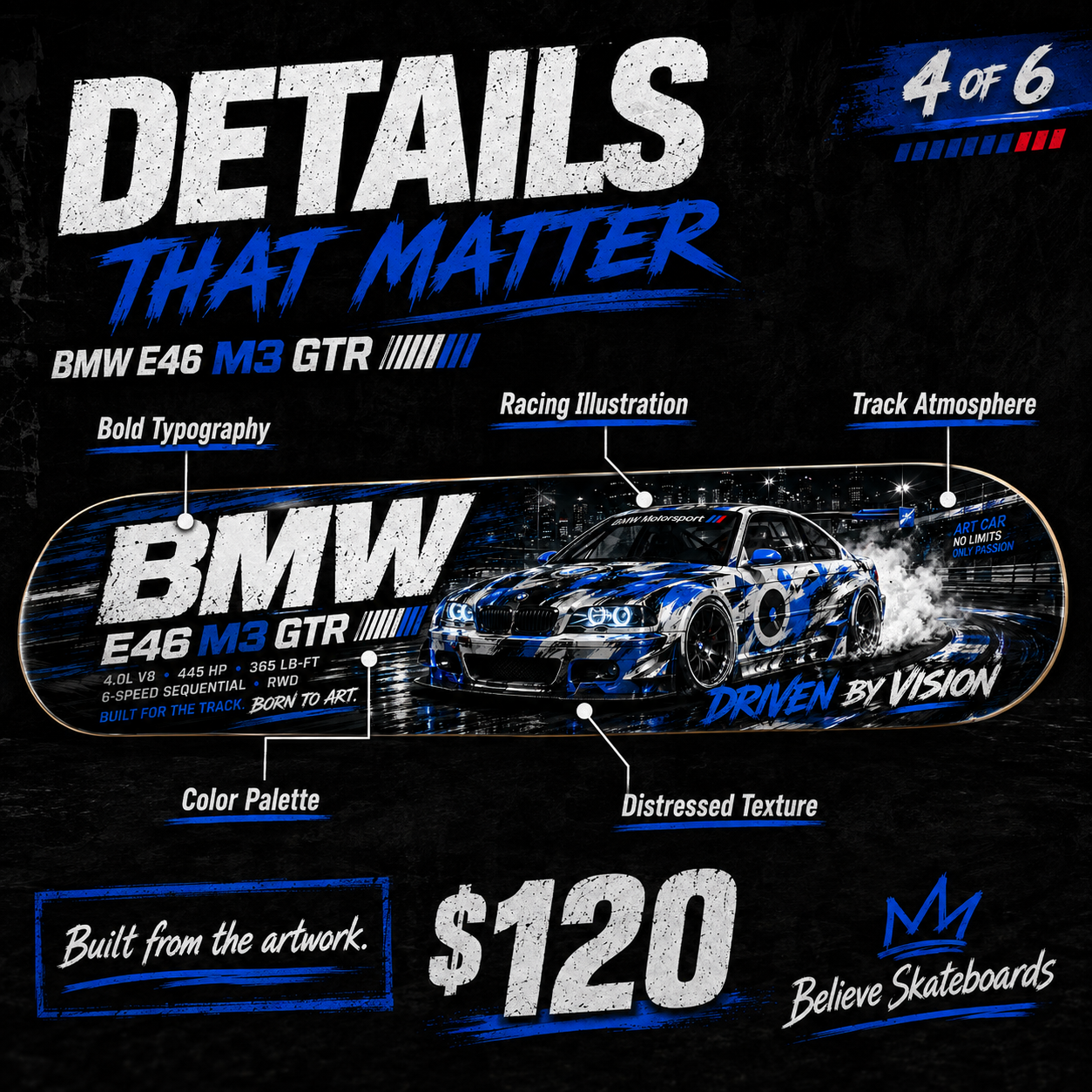 BMW E46 M3 GTR - Custom Skateboard