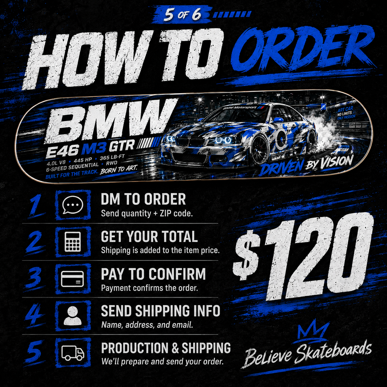 BMW E46 M3 GTR - Custom Skateboard
