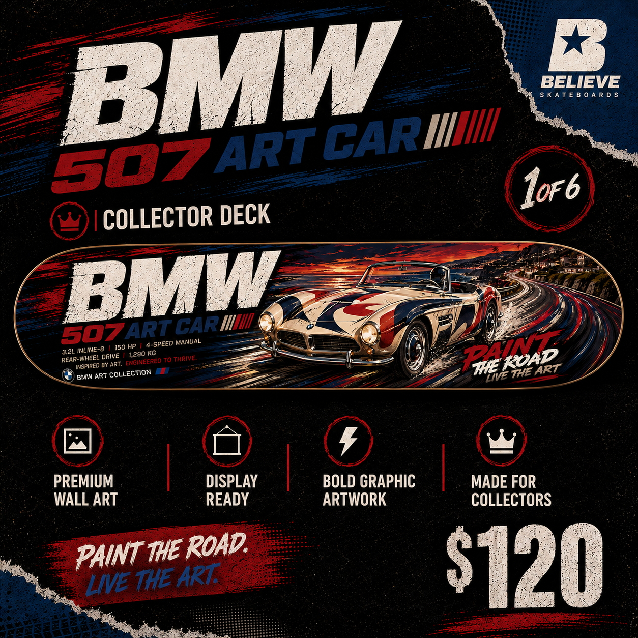 BMW 507 ART CAR - Custom Skateboard