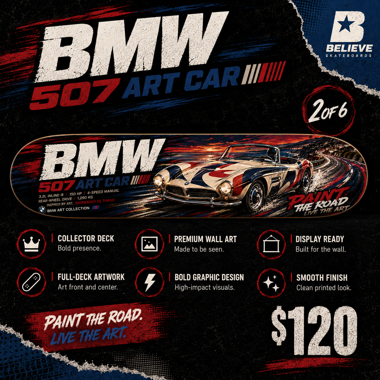 BMW 507 ART CAR - Custom Skateboard