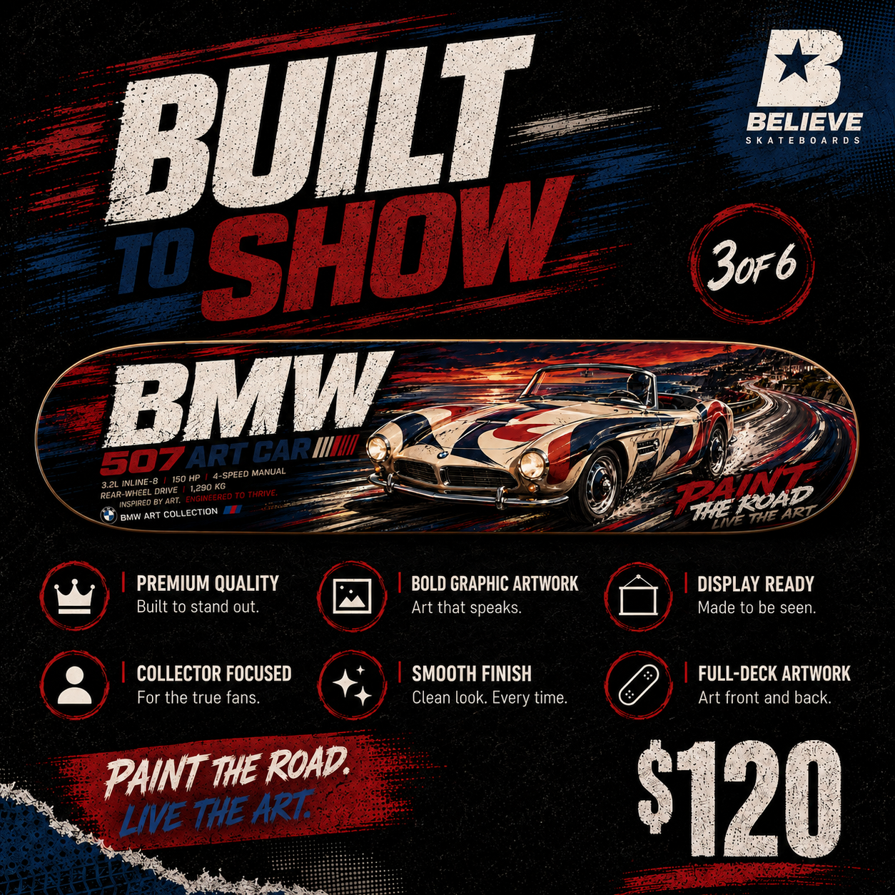 BMW 507 ART CAR - Custom Skateboard