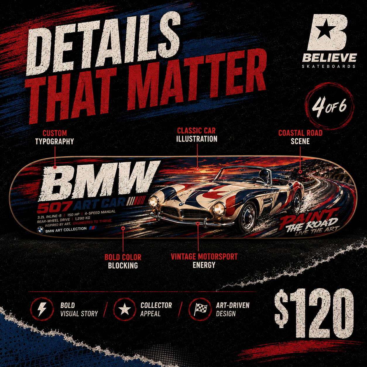 BMW 507 ART CAR - Custom Skateboard