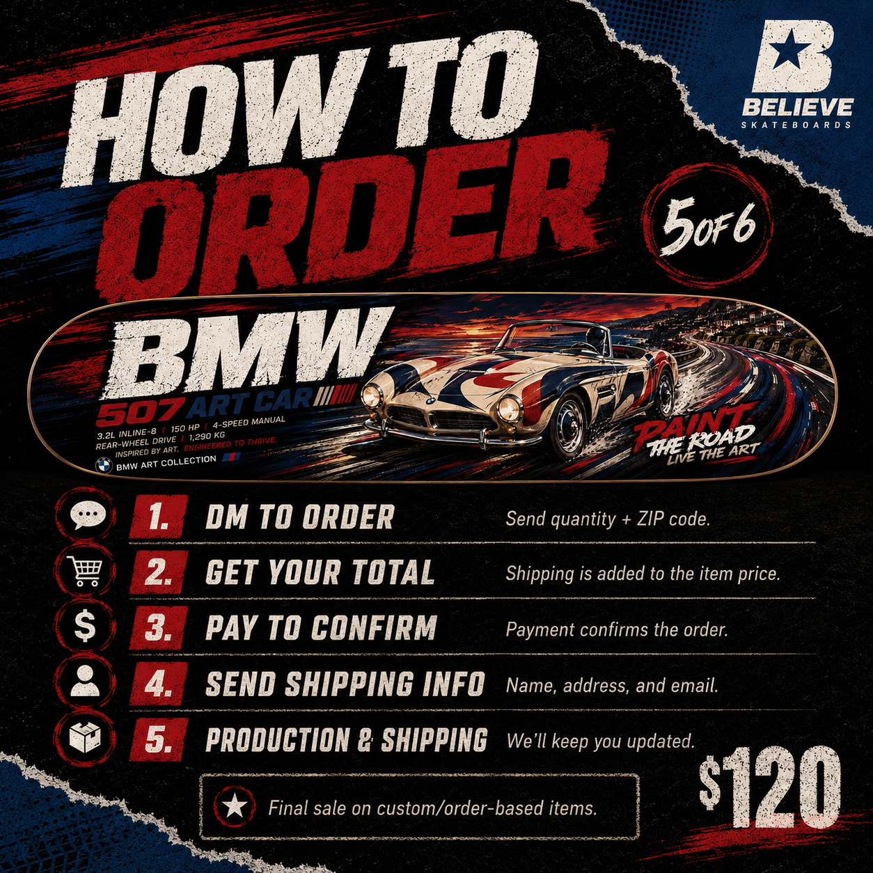 BMW 507 ART CAR - Custom Skateboard