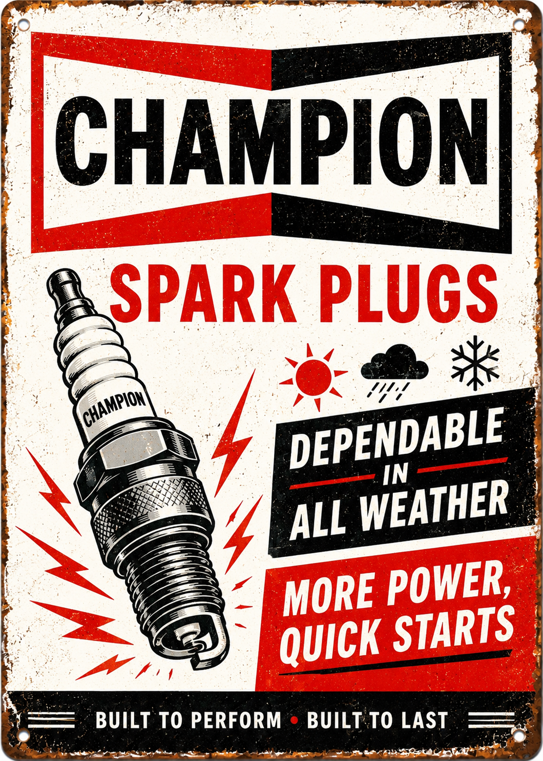 Champion Spark Plugs- Custom 5x7 Canvas