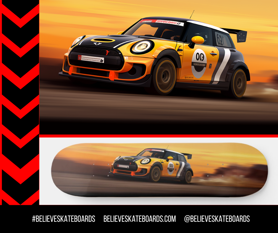 Mini Cooper Automotive Art Skateboard Deck — Design 14