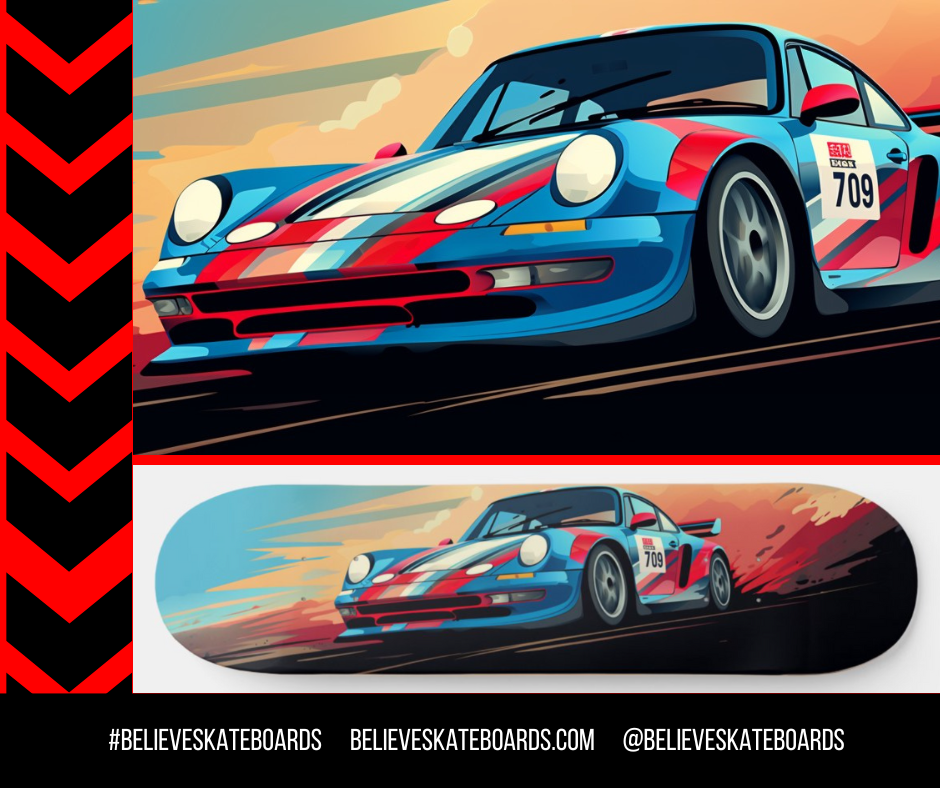 Porsche Automotive Art Skateboard Deck — Design 42