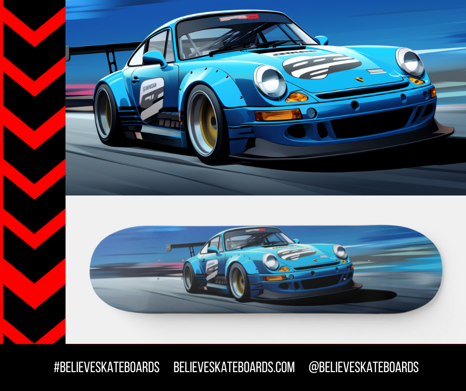 Porsche Automotive Art Skateboard Deck — Design 50