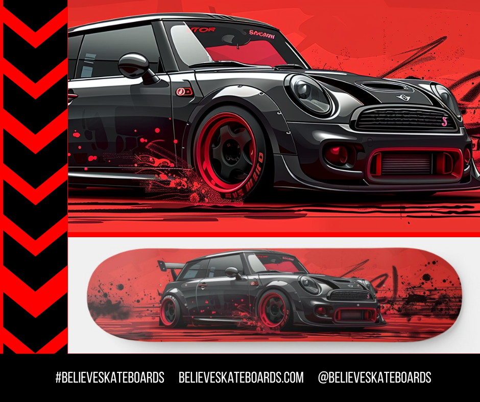 Mini Cooper Automotive Art Skateboard Deck — Design 05