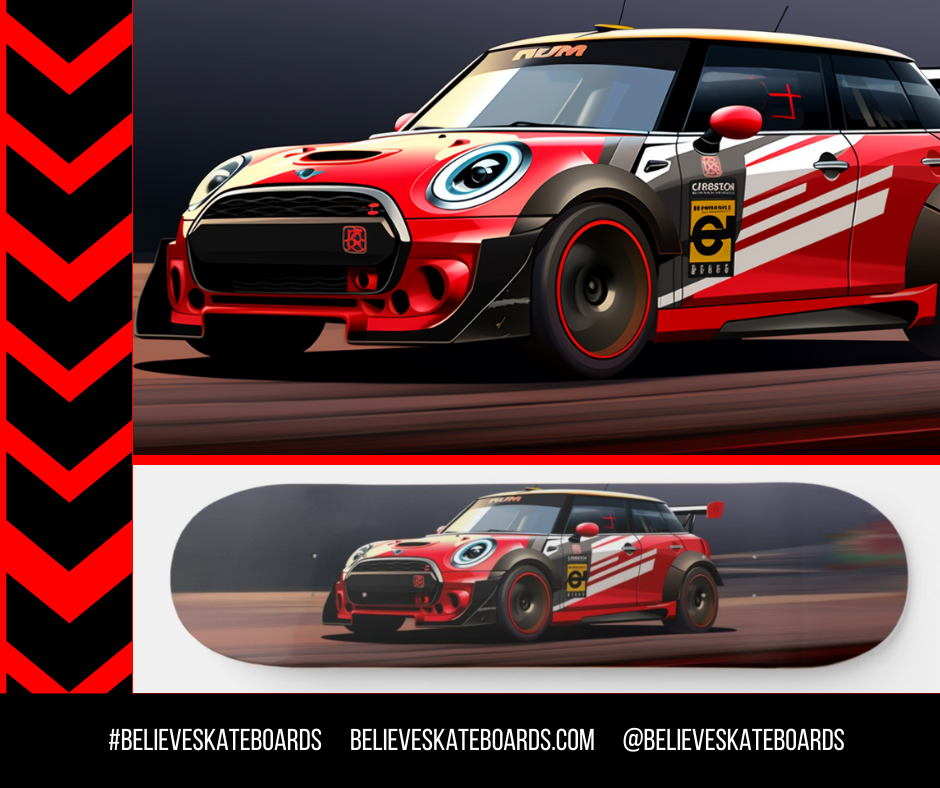 Mini Cooper Automotive Art Skateboard Deck — Design 10