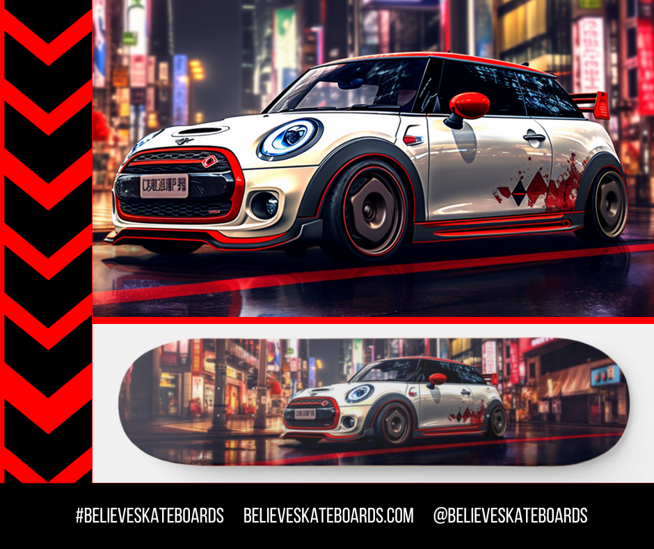 Mini Cooper Automotive Art Skateboard Deck — Design 03