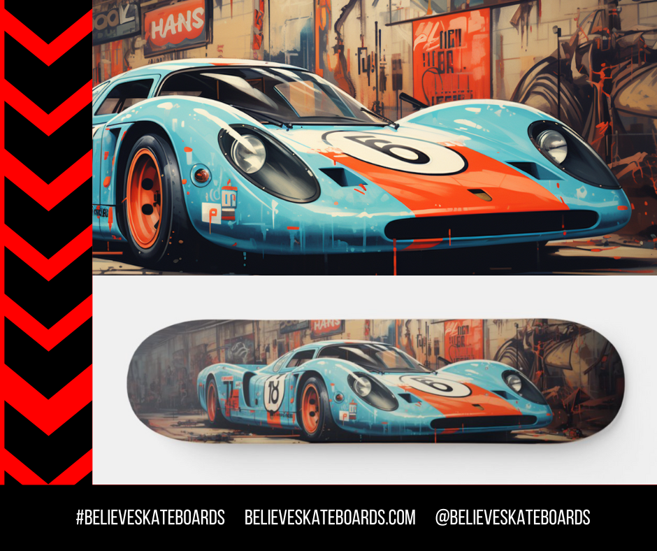 Porsche Automotive Art Skateboard Deck — Design 12
