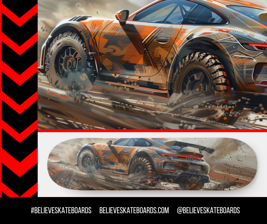 Porsche Automotive Art Skateboard Deck — Design 06