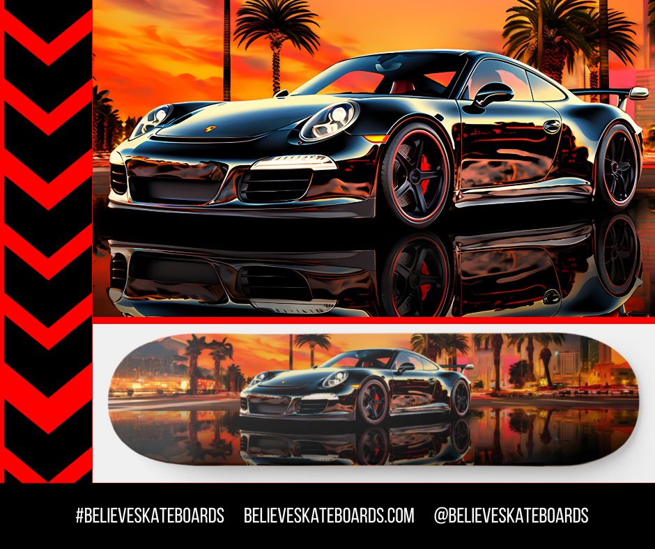 Porsche Automotive Art Skateboard Deck — Design 14