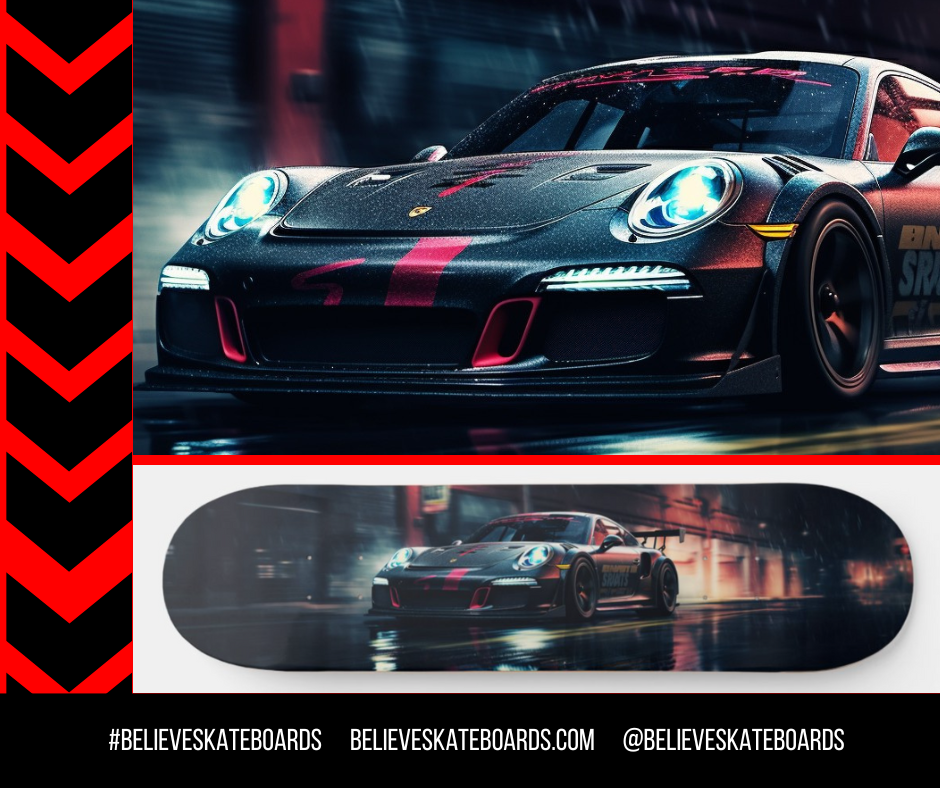 Porsche Automotive Art Skateboard Deck — Design 19