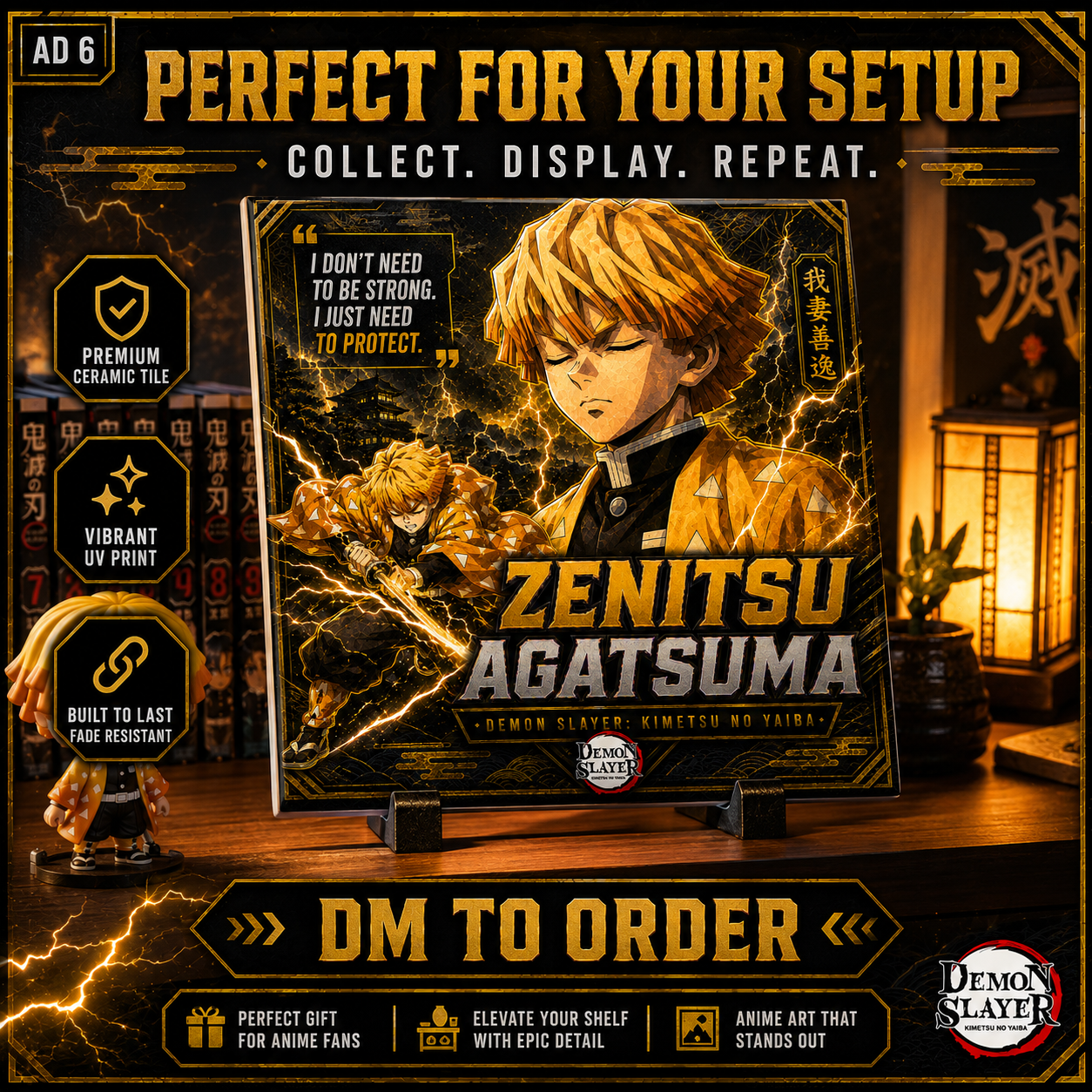 Slayer of Demons- Zenitsu- 4x4 Tile